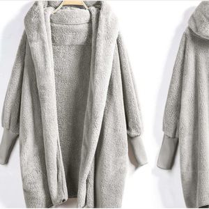 Cozy teddy bear knit cardigan gray!